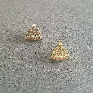 Gold stud winter hat earrings